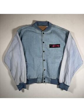 Vintage Denim Light Wash Denim Nsync patch Bomber Jacket